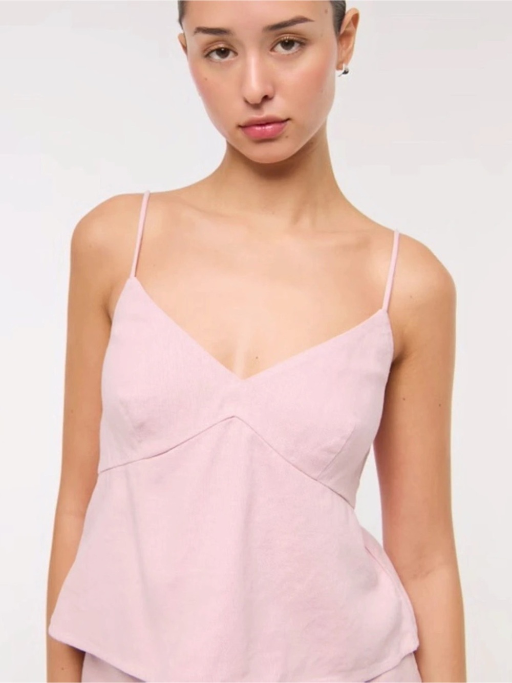 Abercrombie & Fitch The A&F Bella Bra-Free Linen-Blend Cami Pink Medium